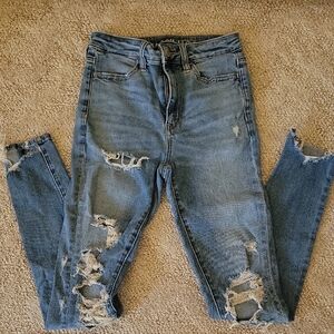 American Eagle Outfitters Ripped Blue Jeggings